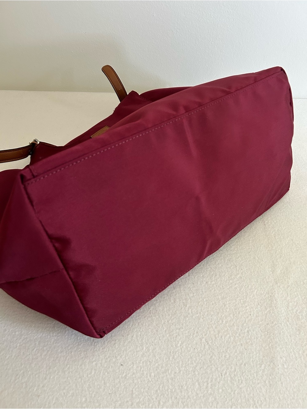 Roots 73 Burgundy Large Nylon Tote Bag with Tan Handles R4700 - Picture 2 of 7